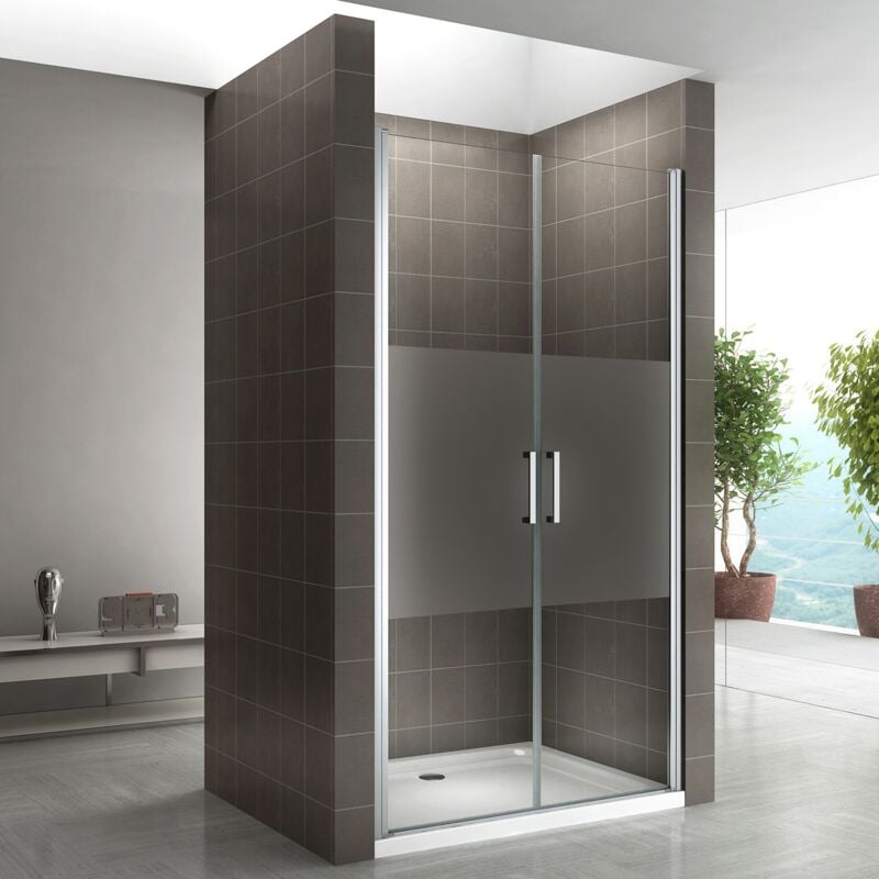 Saniverre - kaya Porte de douche h 185 largeur réglable 86 à 89 cm verre semi-opaque