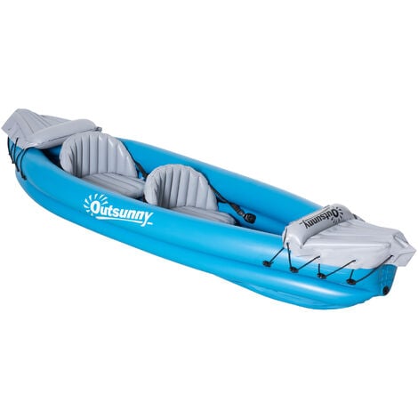 Kayak Hinchable para 2 Personas Kayak Inflable de PVC con 2 Asientos 2 Remos Bomba y Kit de Reparación 330x105x50 cm
