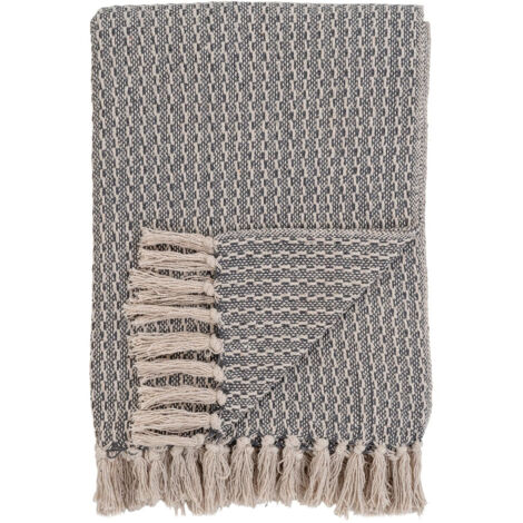 KAYLIE - Plaid 160x130cm Gris et Beige à Motifs Géométriques