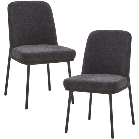 KAYNA - Lot de 2 chaises en tissu gris foncé pieds en métal noir