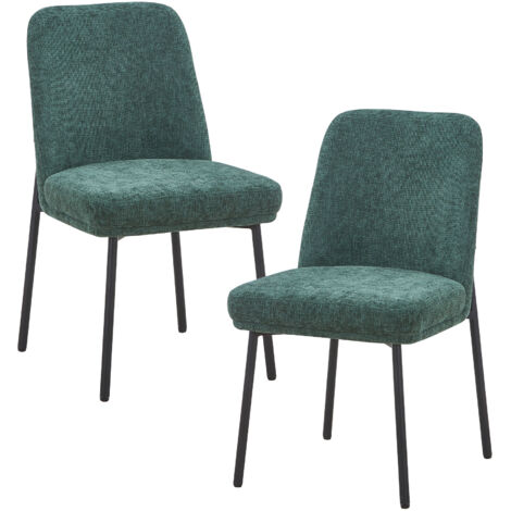 KAYNA - Lot de 2 chaises en tissu vert pieds en métal noir