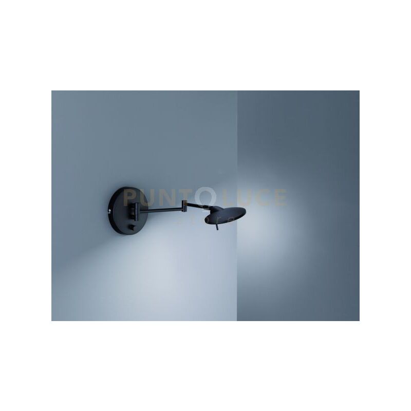 Kazan applique led 8W 800lm, 3000K doppio braccio snodabile nero opaco con dimmer integrato P.40CM