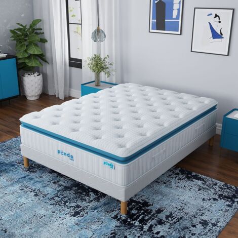 Kbedding – Matelas mousse 160x200 cm – Hauteur 30 cm – Ressorts ensachés à 3 zones – Mousse à mémoire de forme avec gel rafraîchissant – Coutil Icesilk respirant