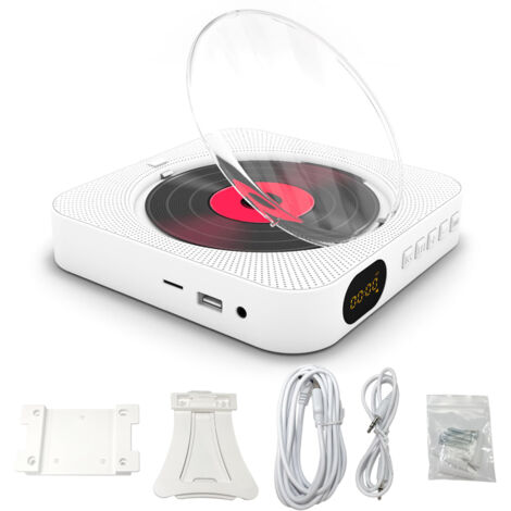 METERK KC-909 Lecteur CD portable Haut-parleur intégré Lecteurs CD stéréo avec double prise casque 3,5 mm Écran LED Lecteur de musique CD mural avec télécommande IR Prend en charge CD/BT/FM/TF/AUX