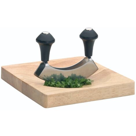KC BLUE KitchenCraft Schneidebrett de Holz mit Cutter de Halbmond 20 cm 14 cm