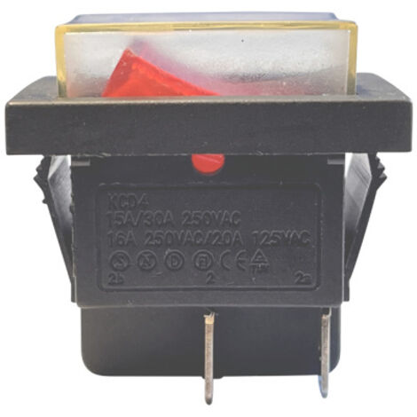 KCD4 Wippschalter 250V 30A Kippschalter Rot mit Abdeckung Schalter