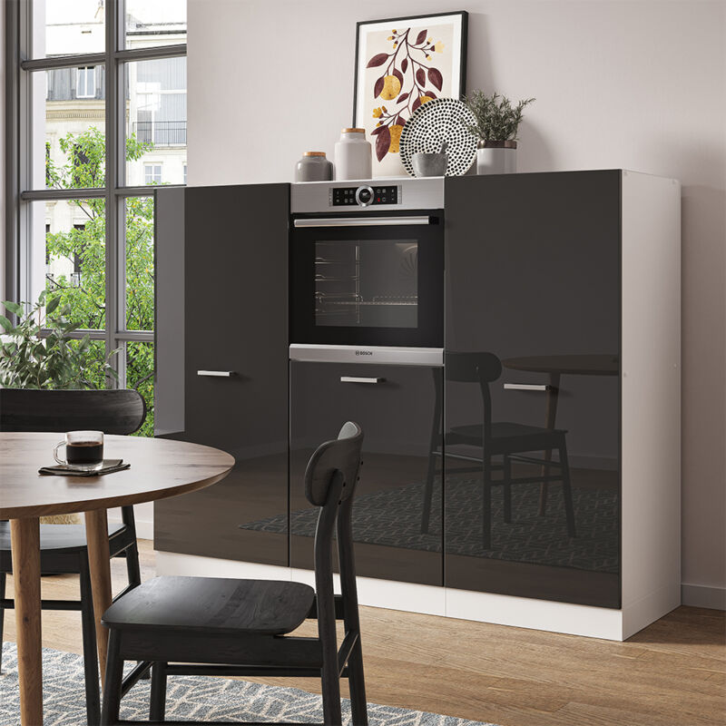 Vicco - Küchenblock R-line, Anthrazit Hochglanz/weiß, 180 Cm Ohne Arbeitsplatte