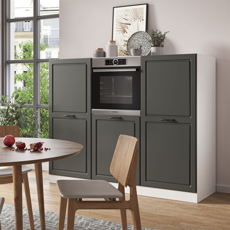 Vicco - Küchenblock R-line, Anthrazit Landhaus/weiß, 180 Cm Ohne Arbeitsplatte