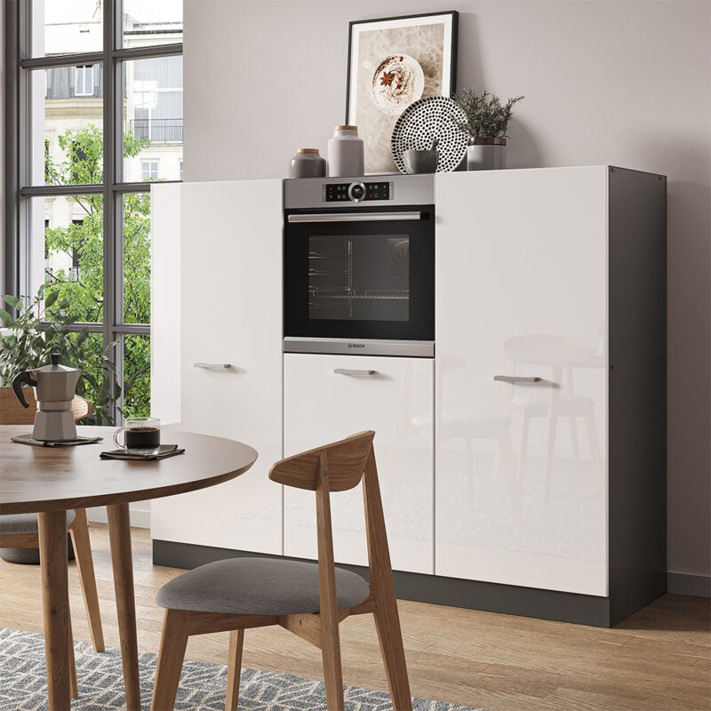 Vicco - Küchenblock R-line, Weiß Hochglanz/anthrazit, 180 Cm Ohne Arbeitsplatte