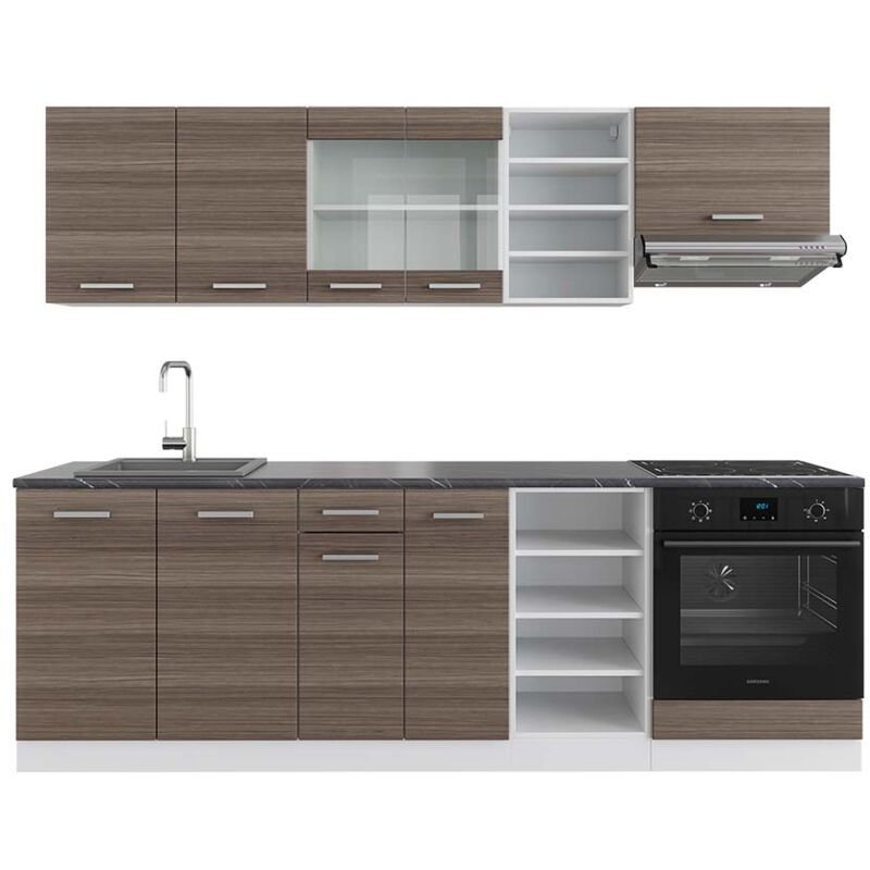 Vicco - Küchenzeile R-line, Edelgrau/weiß, 240 Cm , Ap Anthrazit