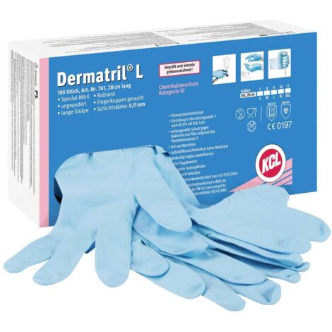 KCL Dermatril L 741 Guanti di Protezione Blu Taglia 9