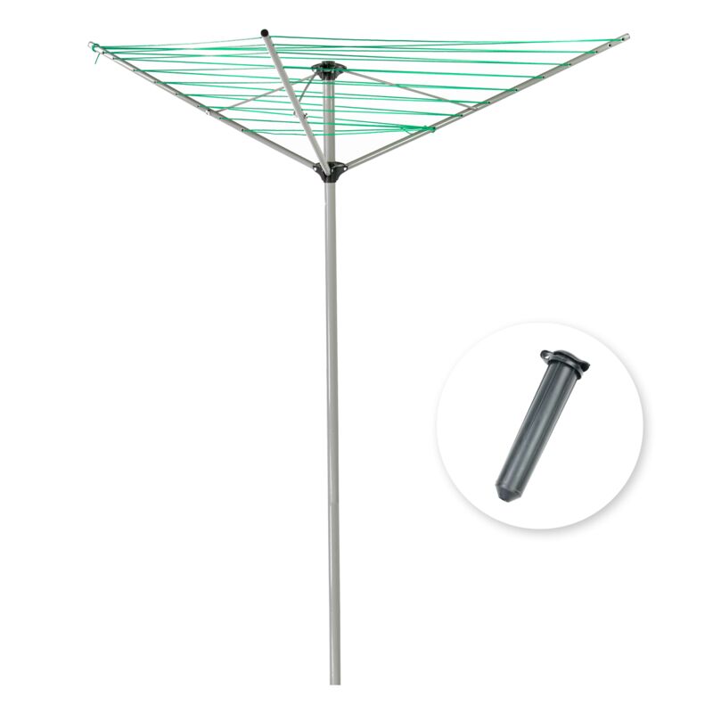3 Arm Outdoor Rotary Washing Line Clothes Airer - 30m Drying Area - KCT
