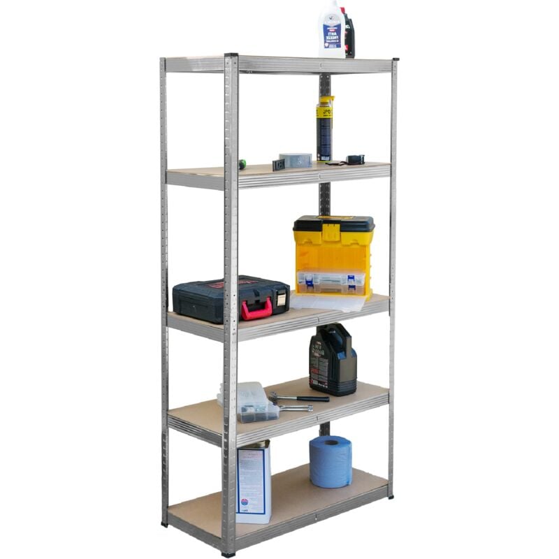 KCT - 5 Tier Garage Metal Shelving Unit Galvanised - Garage or Shed Storage