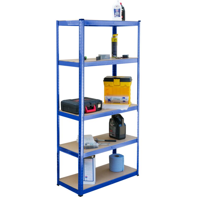 KCT - Garage 5 Tier Metal Shelving Storage Shelf Units Workshop Racking- Blue