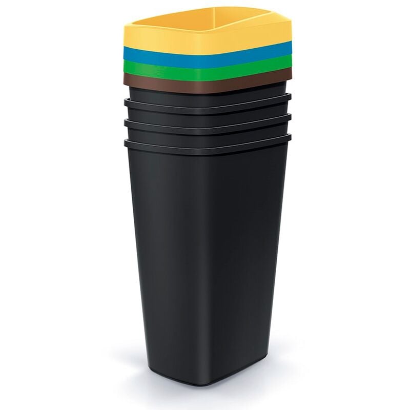 Lot de 4 cubes de recyclage rectangulaire 45L chacun Compacta q 39x29x79 cm - Multicolore - Keden