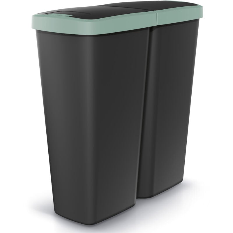 Keden - monzana® Double poubelle cuisine 2x25 litres corbeille bureau salle de bain trier déchets couvercle Noir vert