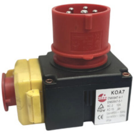KEDU KOA7 Schalter-Stecker Kombination 400V 12A 50Hz mit Not-Aus Funktion und Anschlusskabel
