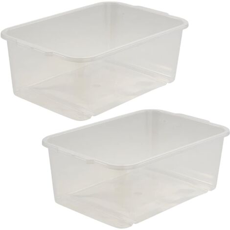 keeeper 2x Caja de almacenaje, Plástico resistente (PP), 4,5 l, 30 x 20 x 11 cm, Wilma, Transparente neutro