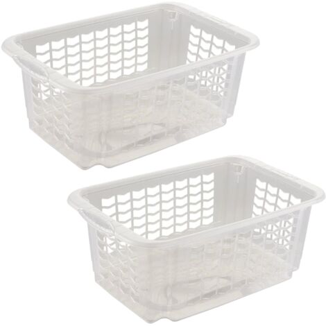 keeeper 2x Cesta de almacenaje, Tamaño M, 40 x 25 x 15 cm, Fritz, Transparente neutro
