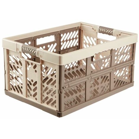 keeeper 4x Robusti Box Contenitori Pieghevoli con Impugnature Soft-touch, 54 x 37 x 28 cm, 45 L, Ben, Crema/Taupe