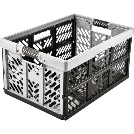 keeeper 4x Robusti Box Contenitori Pieghevoli con Impugnature Soft-touch, 54 x 37 x 28 cm, 45 L, Ben, Grigio Chiaro