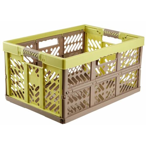 keeeper 4x Robusti Box Contenitori Pieghevoli con Impugnature Soft-touch, 54 x 37 x 28 cm, 45 L, Ben, Verde/Taupe