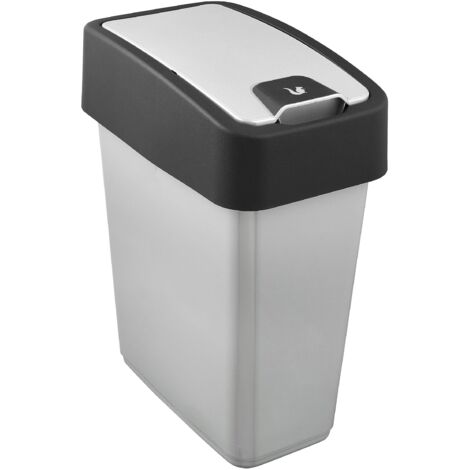 keeeper Cestino Premium con Coperchio Basculante, Soft Touch, 10 L, Magne, Argentato