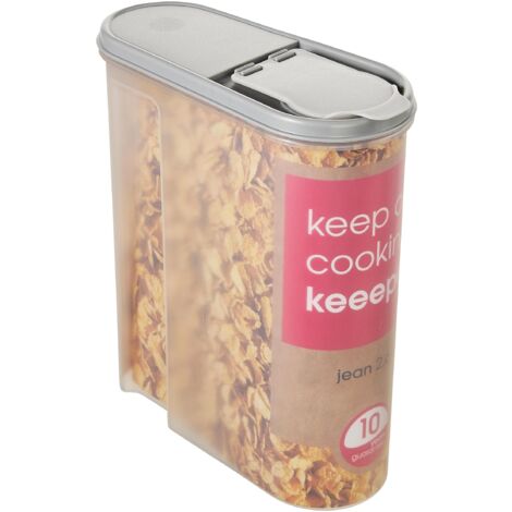 keeeper Contenitore per Alimenti Secchi Jean, Coperchio Ripiegabile, 2,6 L, Polipropilene, 21,5 x 9,5 x 24 cm, Nordic Grey (Grigio)