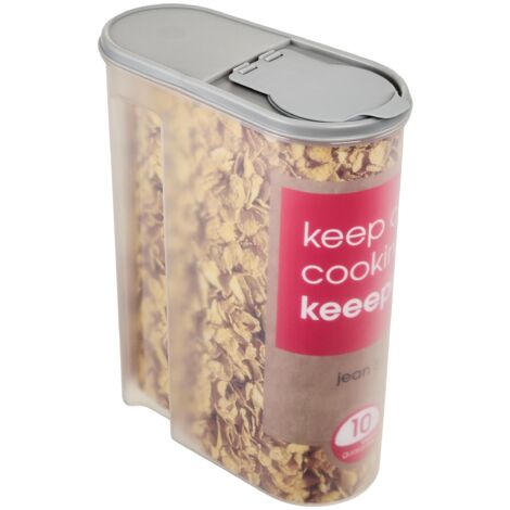 keeeper Contenitore per Alimenti Secchi Jean, Coperchio Ripiegabile, 5 L, Polipropilene, 24 x 11,5 x 30,5 cm, Nordic Grey (Grigio)