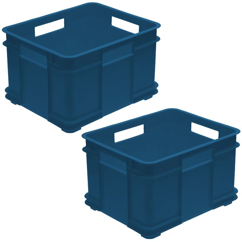 Keeeper - Eurobox Lot de 2 boîtes de Rangement xl en Plastique écologique (pp) 43 x 35 x 24 cm 28 l Bleu, 43x35x24 cm