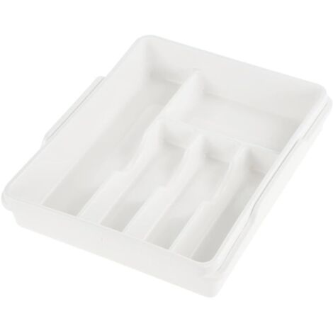 keeeper Portaposate allungabile, Da 5 a 7 scomparti, Accessorio da cassetto, 38 x 32 x 7,5 cm, Allungabile fino a 38 x 50,5 x 7,5 cm, Franka, Bianco