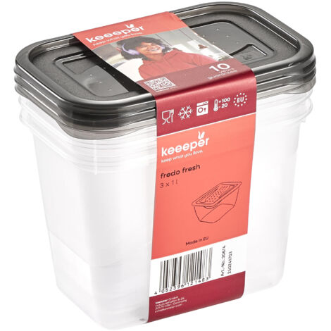 KEEEPER SET DE 3X FREDO POT DE CONSERVATION DES ALIMENTS FRAIS RECTANGULAIRE 1 L 3067482700000