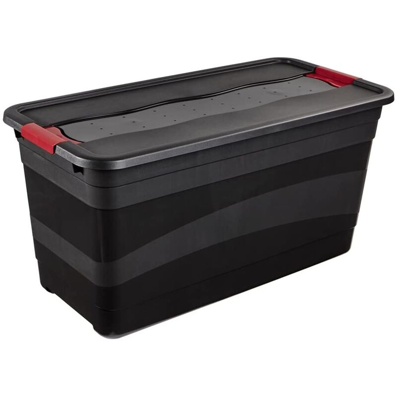Transport Box with Lid, Extra Strong, Sliding Closure, 79.5x39.5x40 cm, 83 Litre, Eckhart, Graphite Grey - Keeeper