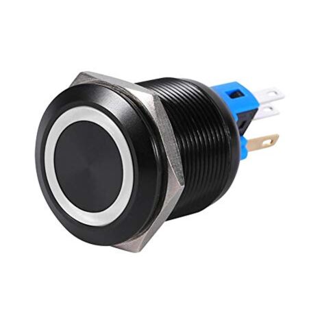 Keenso 22 mm LED-Druckknopfschalter, 12 V – 24 V, wasserdicht, selbstsichernd (weiß)