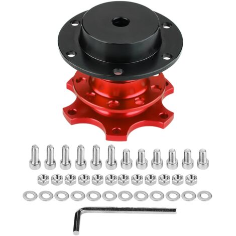 Keenso Adaptateur de Dégagement Rapide de Moyeu de Volant de Voiture, Kit de Démontage avec Vis, Dispositif de Volant (Rouge).