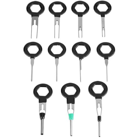 Keenso Auto Kabelbaum Pin Ausbauwerkezug, 11 Stück Auto Kabel Stecker Ausbau Werkzeug Einzelkopf/Doppelköpfe/Rundloch