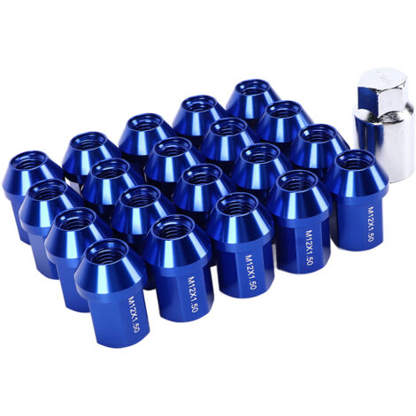 Keenso Lot de 20 écrous de Roue de Voiture M12 X 1,5, 35 Mm, en Alliage D'aluminium 6061, extrémité Fermée, pour Sonata 2001-2019 (BLUE)
