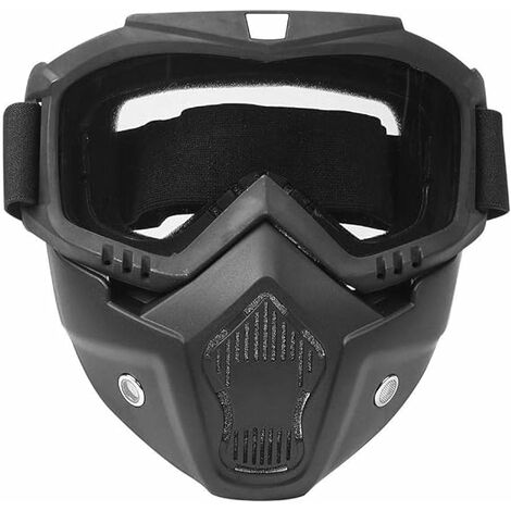 Keenso Lunettes d'Equitation, Lunettes de Moto avec Masque Amovible Lunettes d'Hiver Masque de Protection pour les Cyclistes Coupe-Vent Transparent