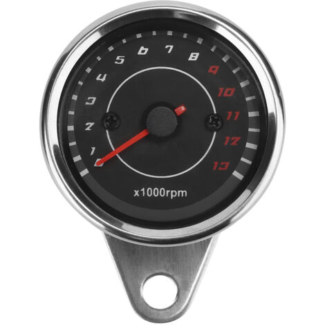 Keenso Motorrad-Drehzahlmesser mit Hintergrundbeleuchtung, Aluminium-Display für universelles schwarzes Zifferblatt (silbernes Gehäuse, schwarzes Zifferblatt).