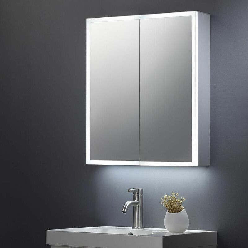Keenware - KBM-104 led Bathroom Mirror Cabinet With Shaver Socket; 600x700mm