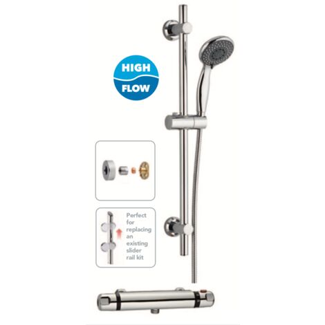 main image of "Keenware KBS-006 Chrome Thermostatic Low Pressure Shower Kit"