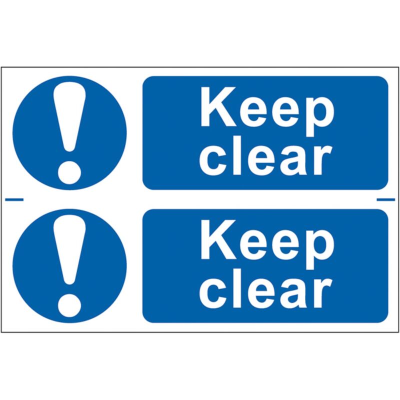 Spectrum Industrial - Keep Clear Self Adhesive Sign Twin Pack - 300 x 100mm