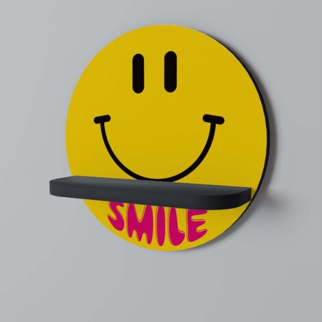 KEEP SMILING Rundes Regal Schwarz