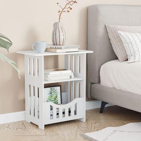 Keepbuying – Table de chevet blanche en bois d'ingénierie – Dimensions 46x50x30cm – Design simple et élégant – Idéale pour petits espaces