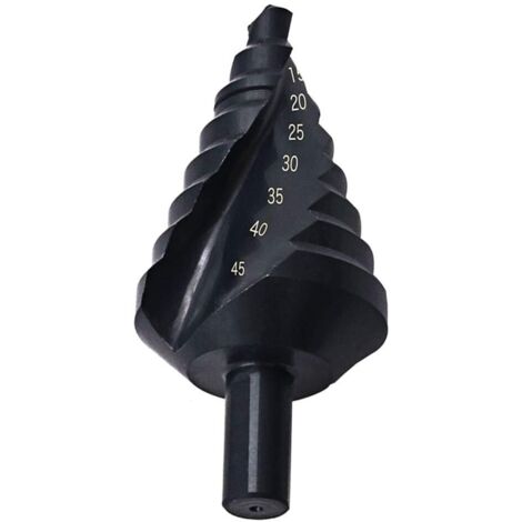 Kegelbohrer, titanbeschichtet, 10–45 mm, Stufensenkbohren, Reiben, Bohren auf Stahl, titanbeschichteter Stufenbohrer, 10–45 mm, schwarz