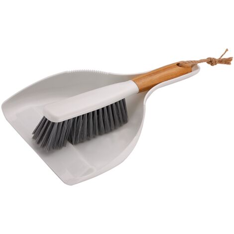Kehrgarnitur mit Handfeger mit Bambusgriff und Kehrschaufel aus Kunststoff ergonomisches Design