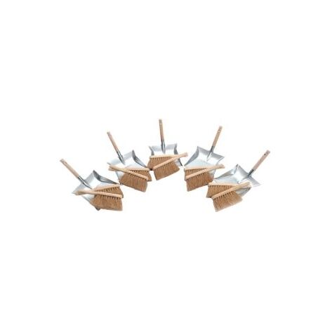 Kehrschaufelset mit Holzgriff 10xKokoshandfeger 5xKehrschaufel