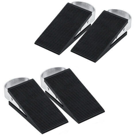 Keil Türstopper schwarz 12 cm x 3 cm - 4er Set - Türpuffer mit rutschfester Unterseite und Aufhängung - Türkeil Türhalter Stopper Puffer Feststeller Halter für Türen