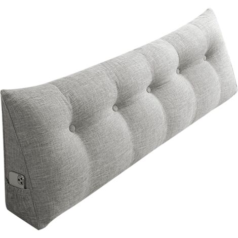Keilförmiges Lesekissen, Dreieckiges Keilkissen, Nackenkissen mit Rückenlehne und Lendenwirbelstütze, ideal zum Fernsehen und Lesen – Hellgrau, 160 cm
