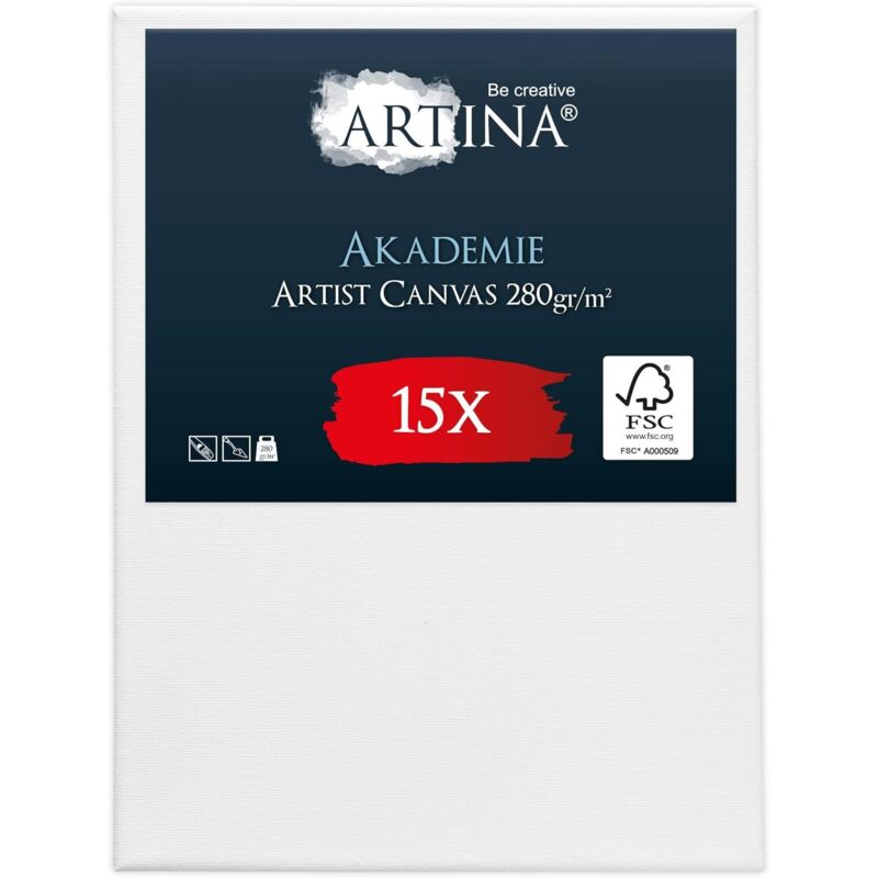 Artina Keilrahmen Leinwand Akademie, 20x20cm, 15er Set